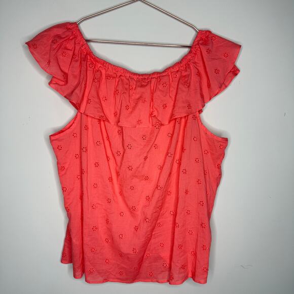 1 State Womens Top XL Pink Sleeveless Flutter Summer Boho Peasant Coastal Floral - Picture 5 of 5